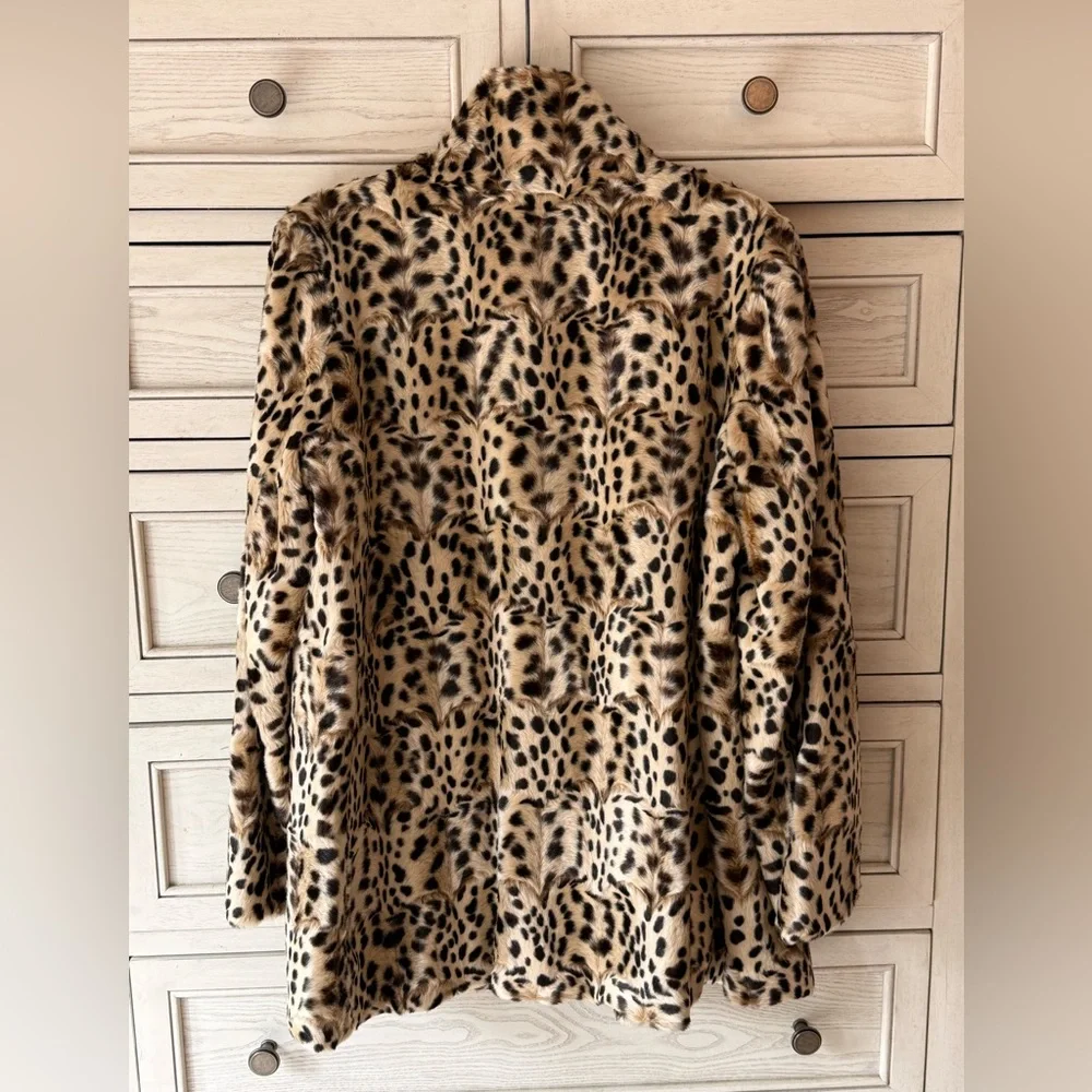 Incognita Leopard Animal Print Spotted Jacket Faux Fur Vtg 50's Style Coat